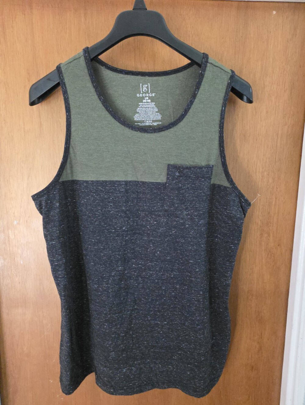 George Men's Colorblock Pocket Tank Green & Light Gray Trim NWOT Vintage Large